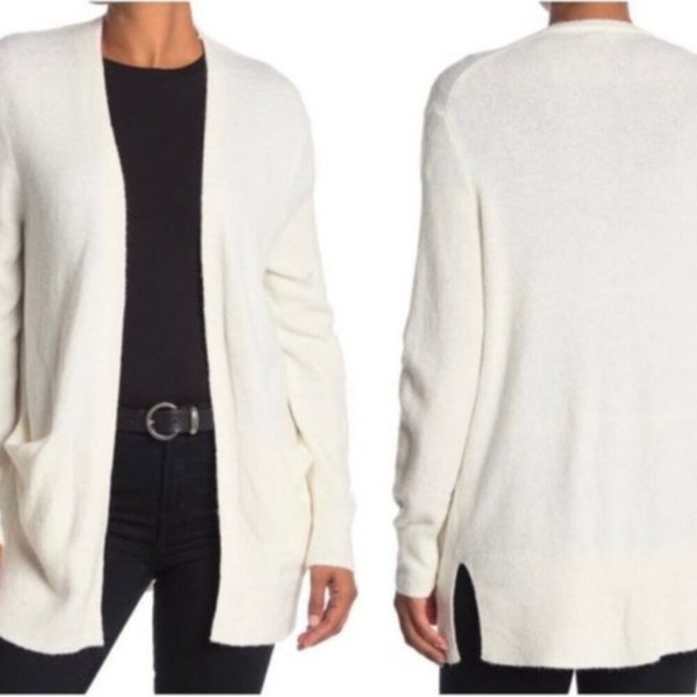 MADEWELL Cozy Walker Open Front Cardigan in Antique Cream Wool Alpaca - Size XS